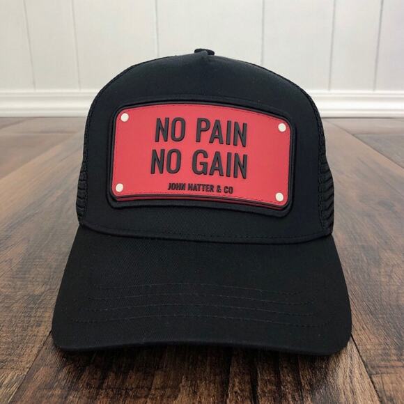 John Hatter & Co No Pain No Gain Hat Rubber Edition Snap Back One Size Black - Picture 2 of 10
